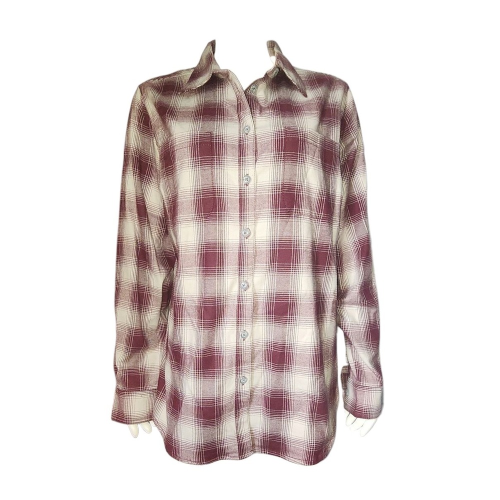 Ridgecut Toughwear Shirt Top Womens‎ Size L Large Purple Plaid Button Down
